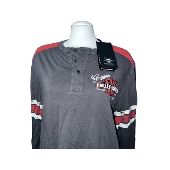 Harley-Davidson Motorcycles Genuine Oil Can Henley Long-Sleeve Shirt Size Large - Picture 7 of 7